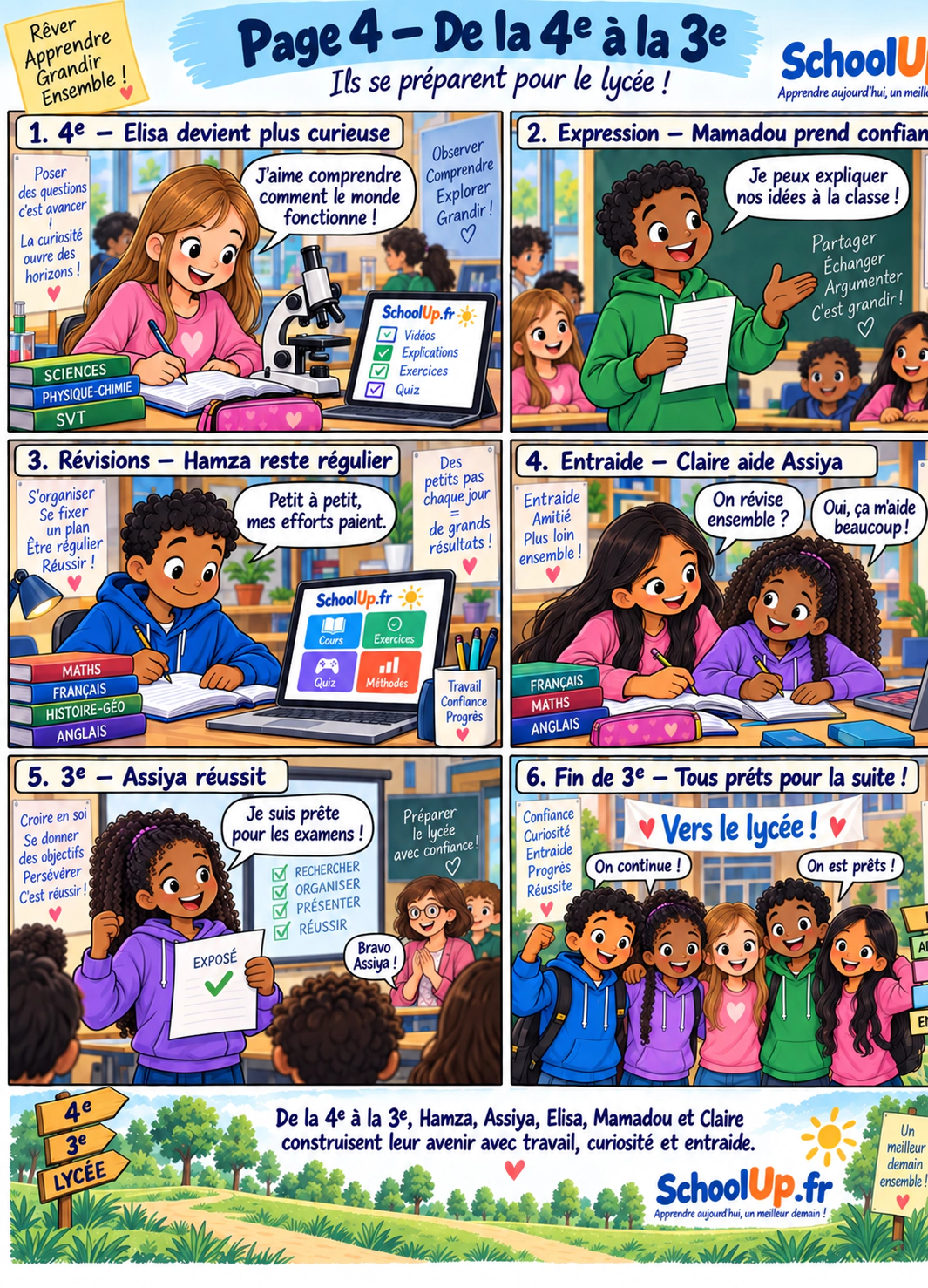 Bande dessinée SchoolUp - page 4 de la 4e à la 3e