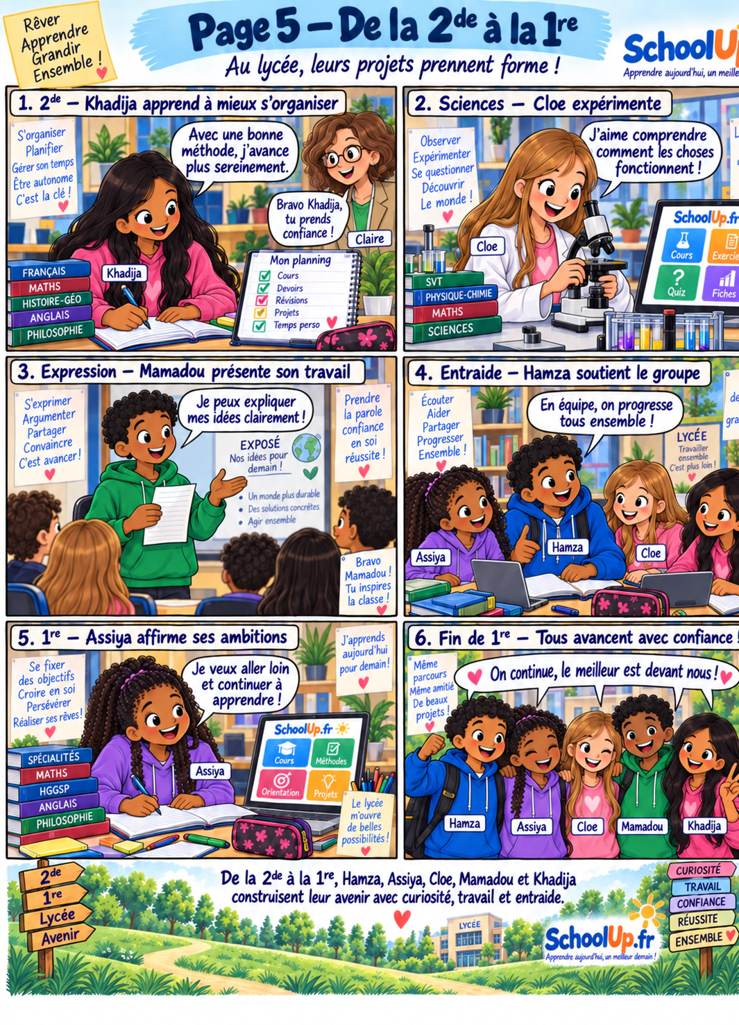 Bande dessinée SchoolUp - page 5 de la seconde à la première
