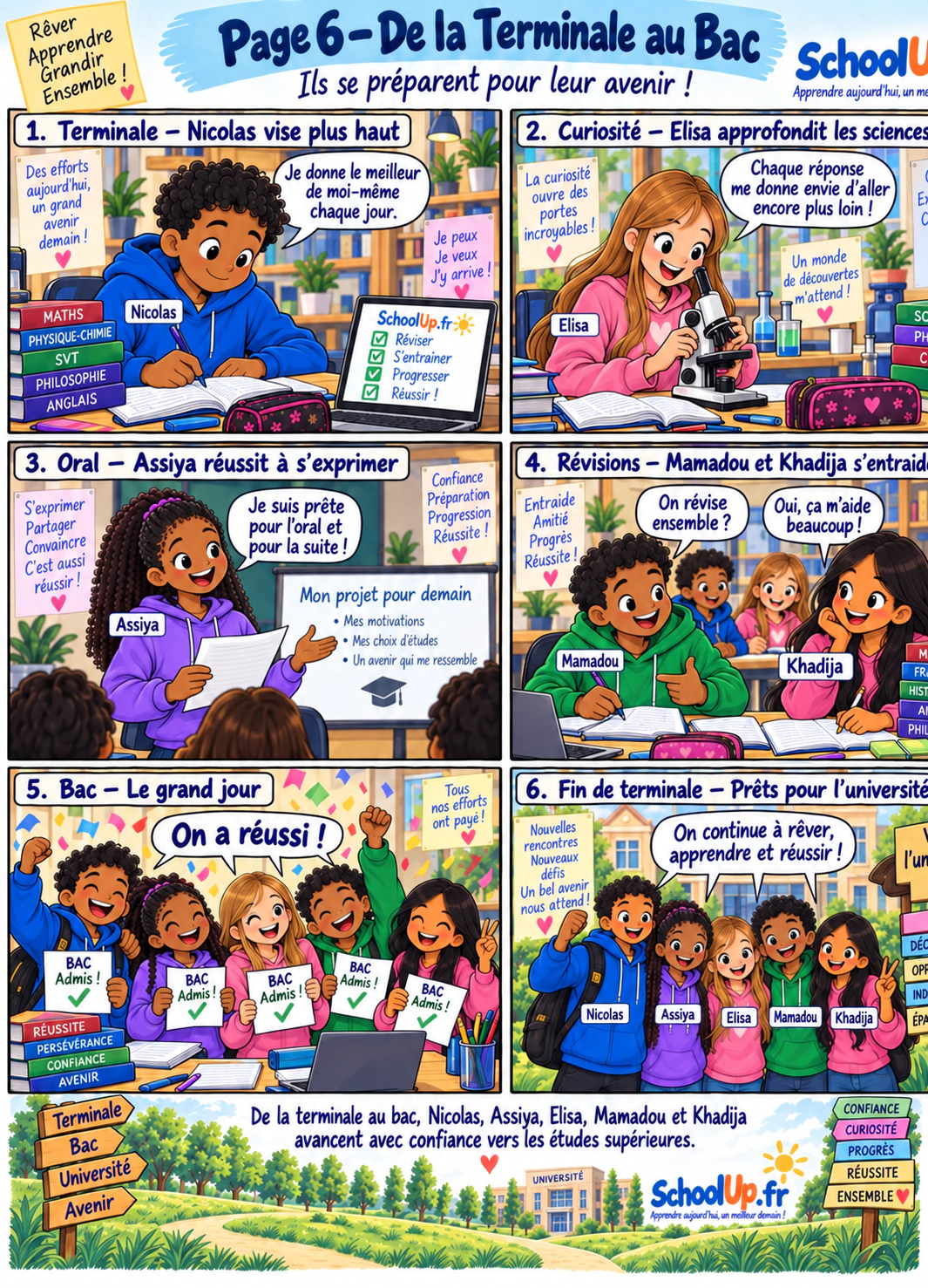 Bande dessinée SchoolUp - page 6 de la terminale au bac
