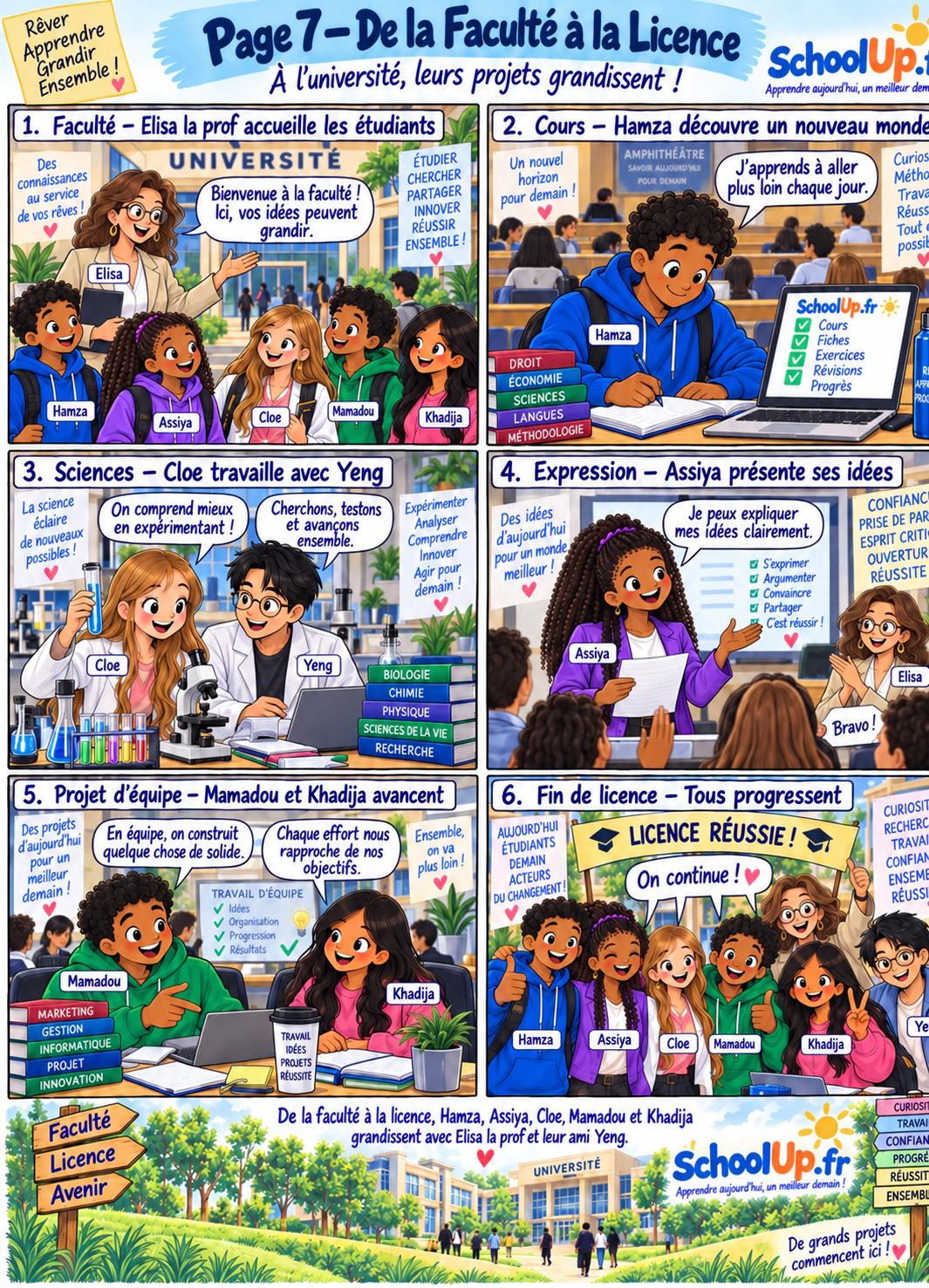 Bande dessinée SchoolUp - page 7 de la faculté à la licence